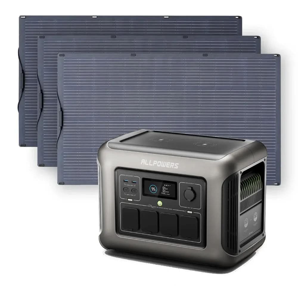 ALLPOWERS Solar Generator Kit 1600W (R1500 PLUS + SF200 200W Flexible Solar Panel)