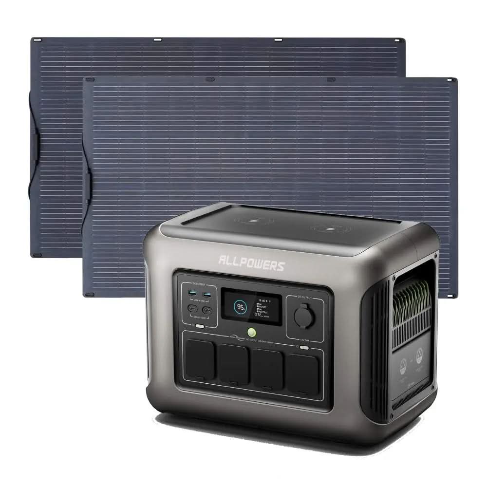 ALLPOWERS Solar Generator Kit 1600W (R1500 PLUS + SF200 200W Flexible Solar Panel)