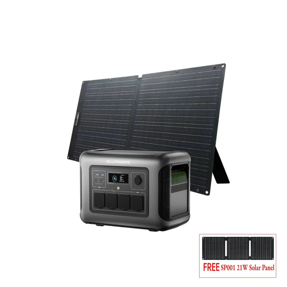 ALLPOWERS Kit de Gerador Solar 1600W (R1500 LITE SOLAX SE100 Painel Solar 100W)