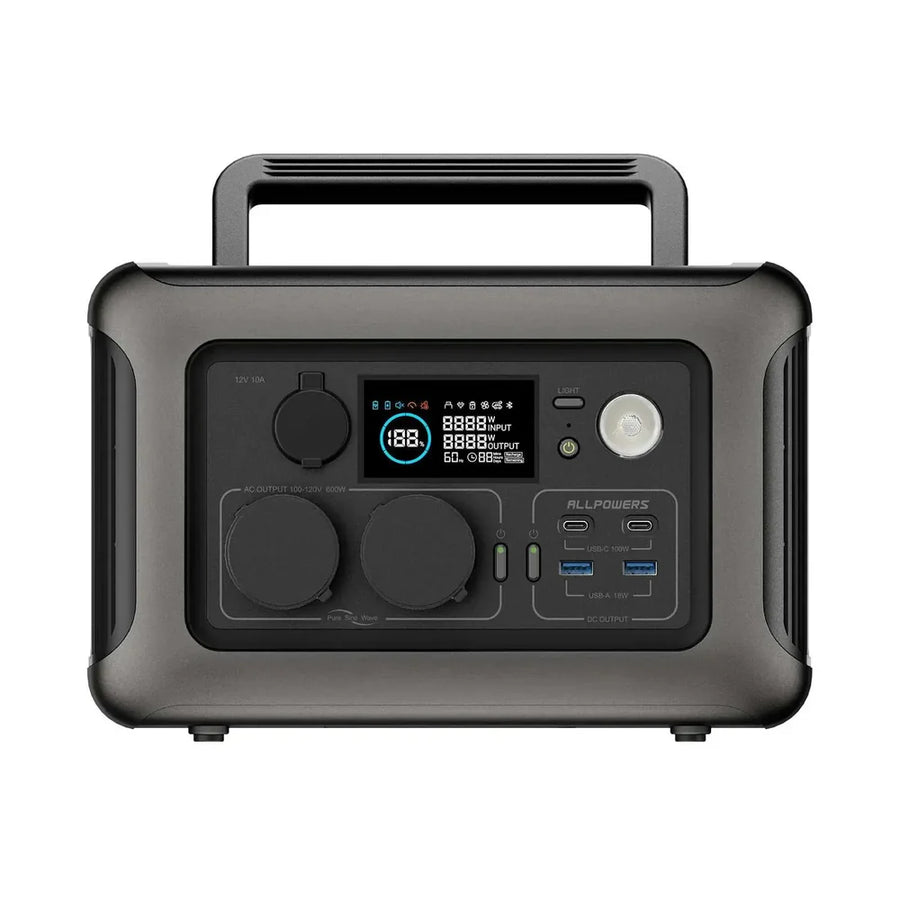 ALLPOWERS R600 Estação de energia portátil - Bateria LiFeP04 de 600W 299Wh