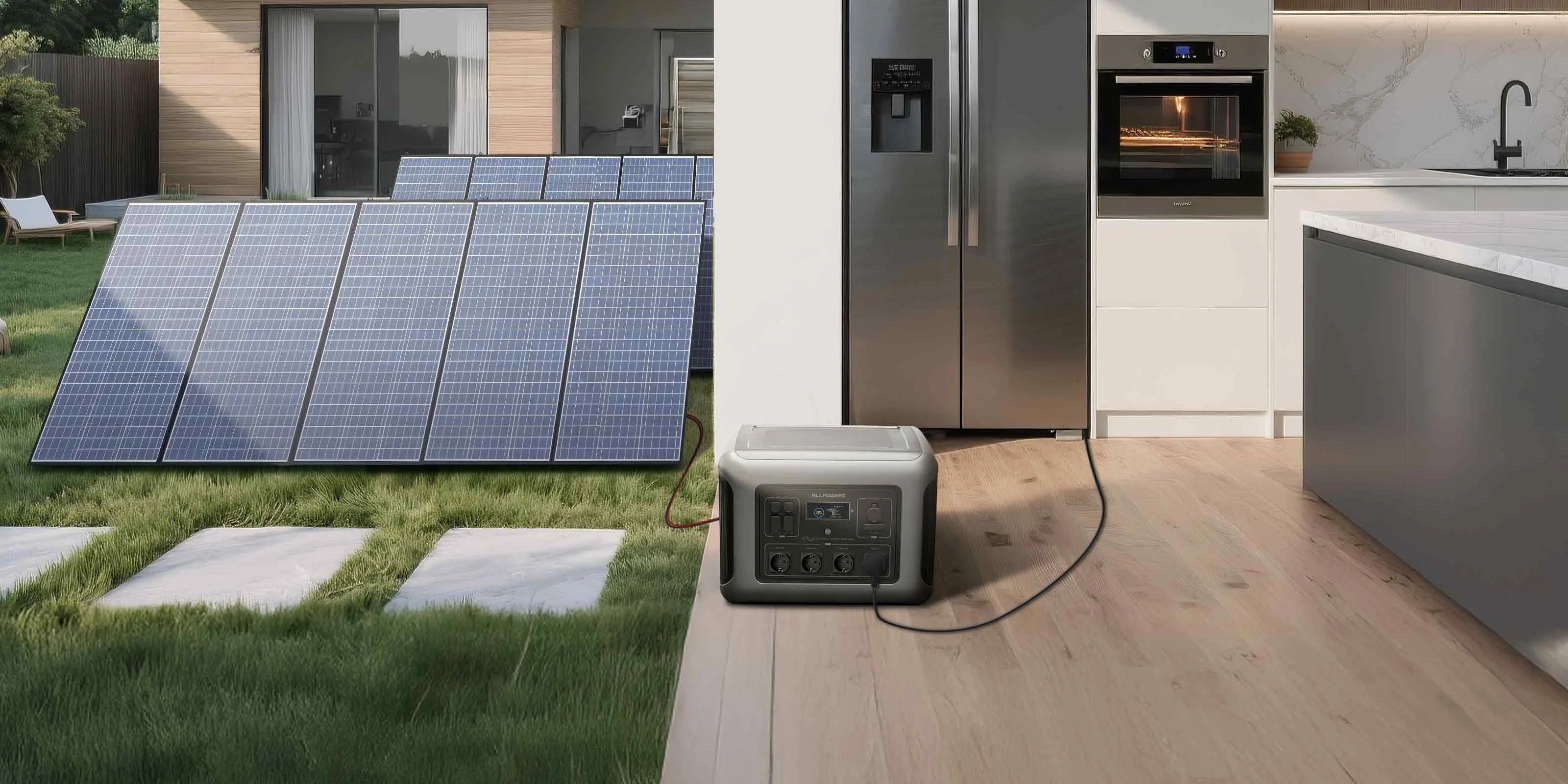 ALLPOWERS Painel solar carregando uma geladeira portátil