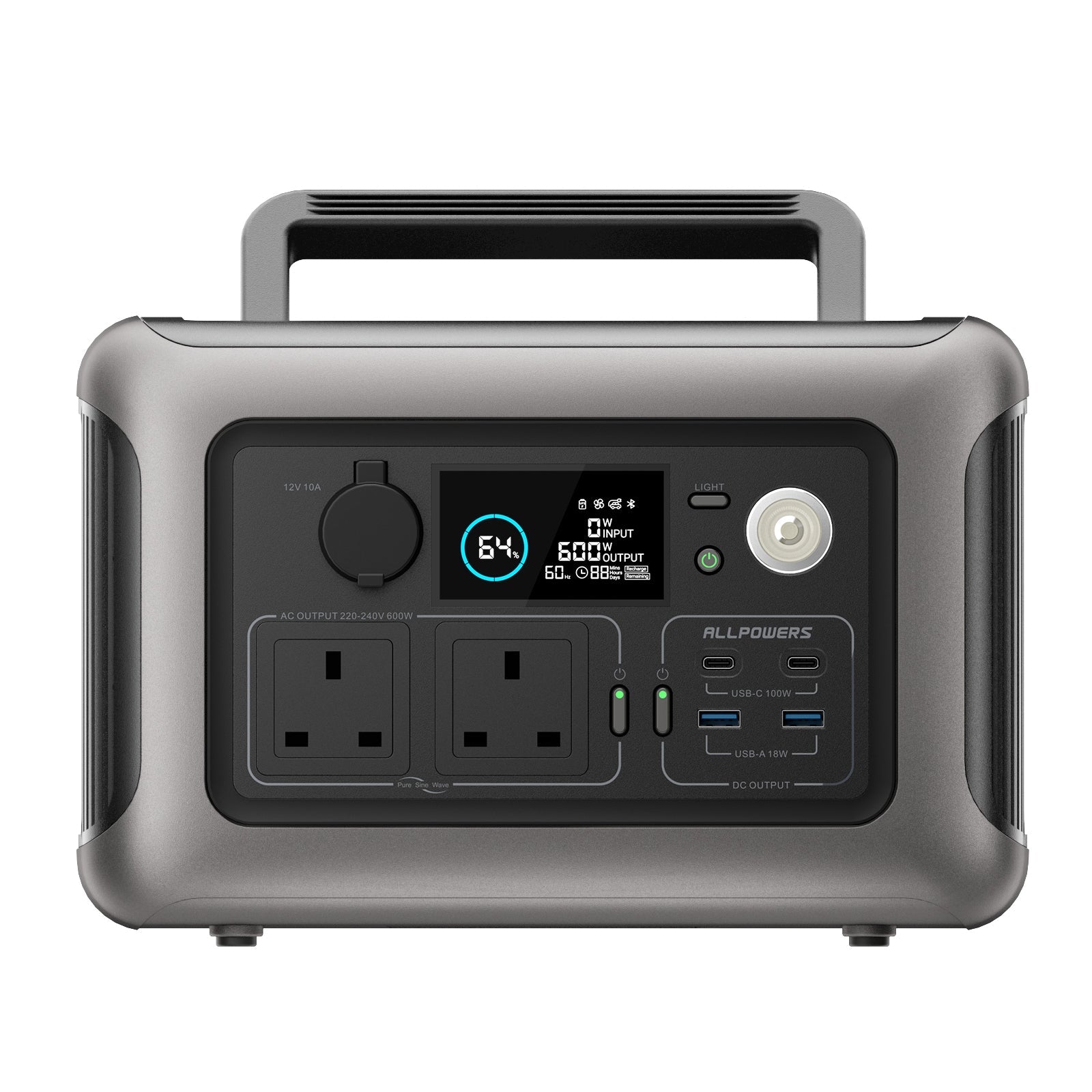 ALLPOWERS R600 Estação de energia portátil 600W 299Wh LiFeP04 Bateria