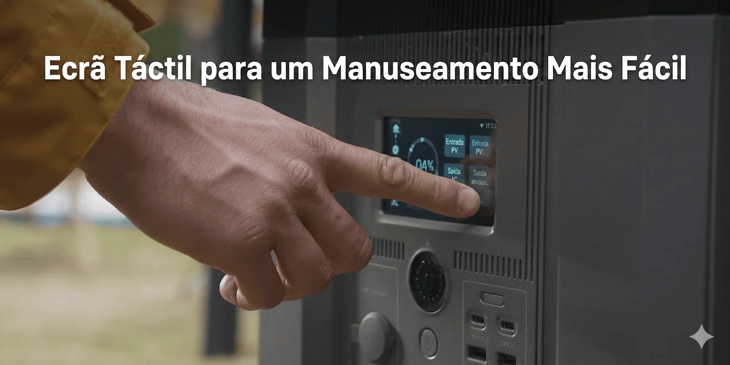 Ecrã táctil da estação de energia portátil ALLPOWERS R4000 para um manuseamento mais fácil.