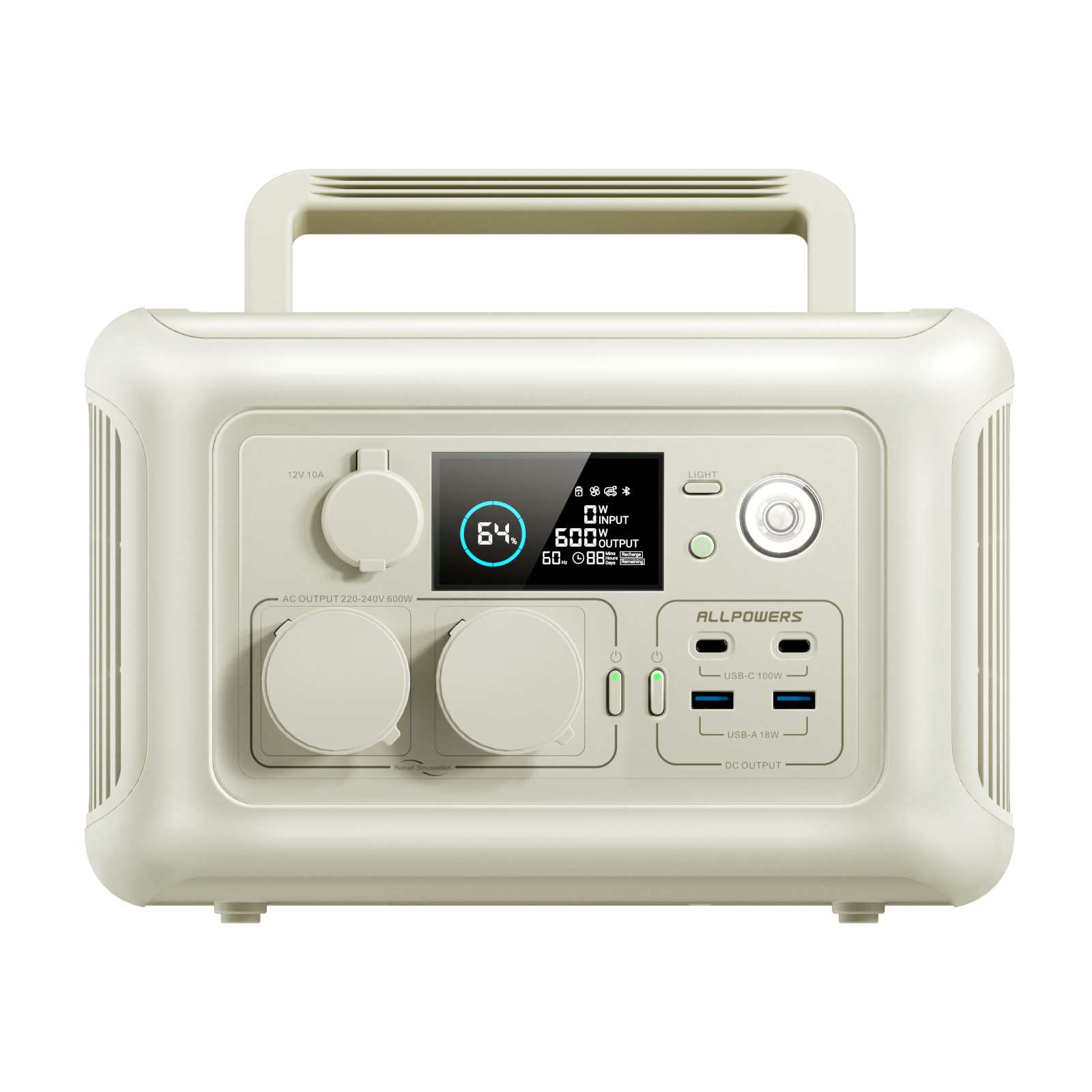ALLPOWERS R600 Estação de energia portátil 600W 299Wh LiFeP04 Bateria